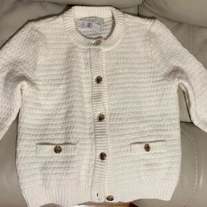 Loft Cream Off-White Sweater Cardigan Gold Buttons